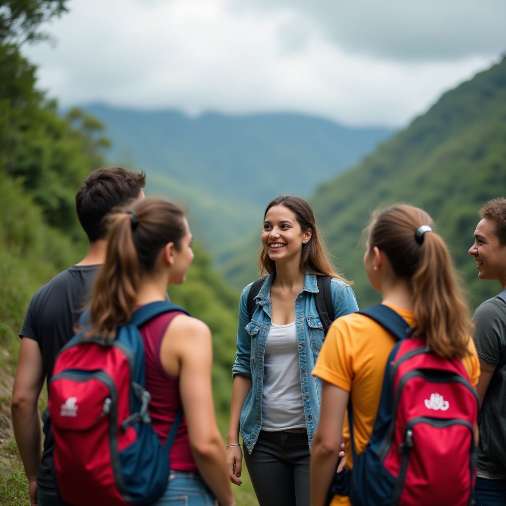 Estudiantes en una excursión practicando inglés