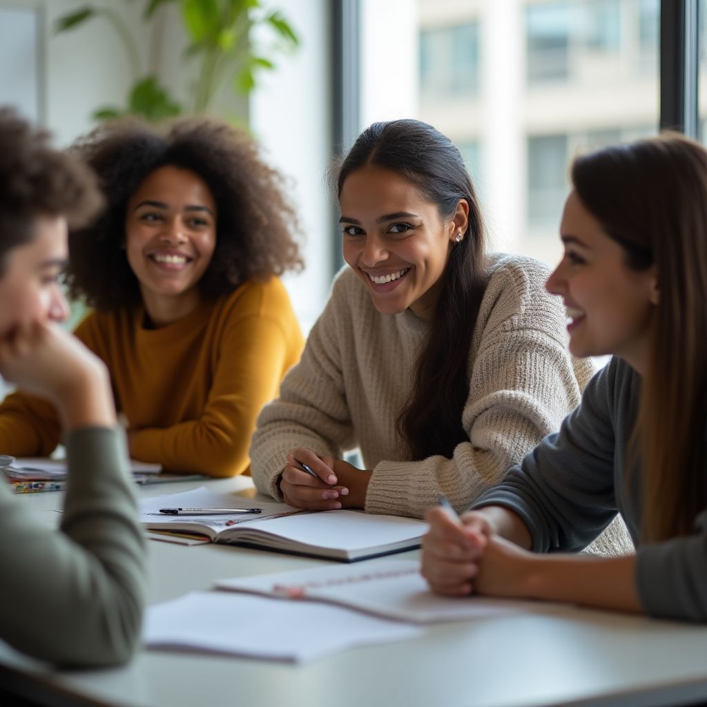 Estudiantes en una clase de inglés general