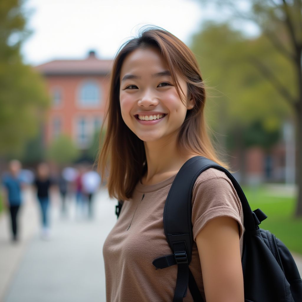 Foto de una estudiante satisfecha